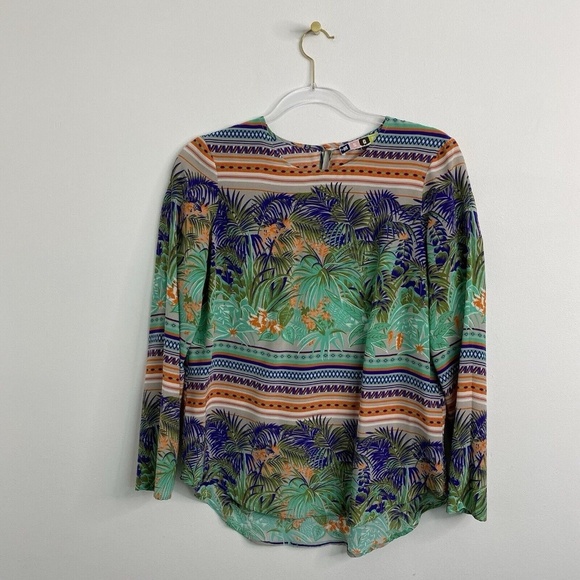 MSGM Floral Tropical Print Long Sleeve Silk Blouse Size It 40 US 6 (Small) - Picture 1 of 9